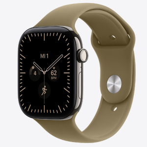 Apple Watch S12 Cellular 46mm Natural Titanium Case with Olive Sport Band - S/M
