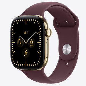 Apple Watch S12 Cellular 46mm Radiant Gold Titanium Case with Burgundy Sport Band - S/M