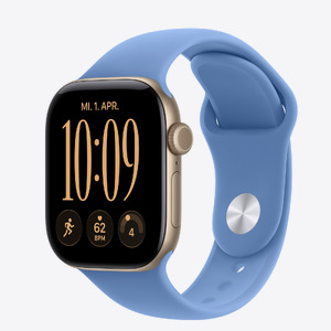 Apple Watch S12 GPS 42mm Light Gold Aluminium Case with Wildflower Blue Sport Band - S/M