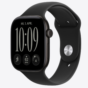 Apple Watch S12 GPS 46mm Black Aluminium Case with Black Sport Band - M/L