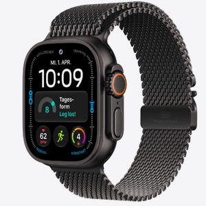 Apple Watch Ultra 4 Cellular 49mm Black Titanium Case with Black Titanium Milanese Loop - Small