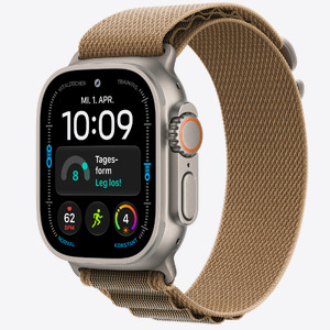 Apple Watch Ultra 4 Cellular 49mm Natural Titanium Case with Desert Alpine Loop - Small
