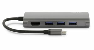 LMP USB-C mini Dock 8-port: HDMI, 3x USB 3.0, Ethernet, SD-MicroSD, USB-C charging Space Gray