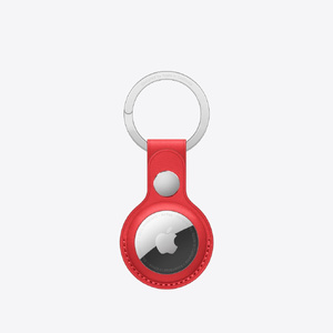 Apple AirTag Leather Key Ring Red