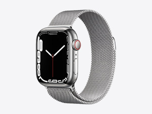 Apple Watch Series 7, Silver Stainless Steel Case with Milanese Loop 41mm, GPS + Cellular