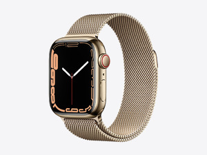 Apple Watch Series 7, Gold Stainless Steel Case with Milanese Loop 41mm, GPS + Cellular
