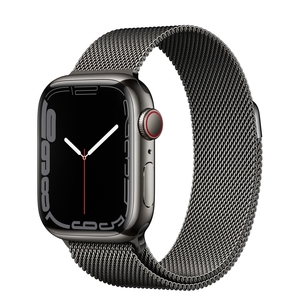 Apple Watch S7 Cellular, 41mm Graphite Stainless Steel Case with Graphite Milanese Loop