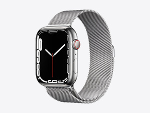 Apple Watch Series 7, Silver Stainless Steel Case with Milanese Loop 45mm, GPS + Cellular