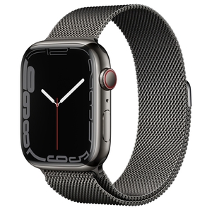 Apple Watch S7 Cellular, 45mm Graphite Stainless Steel Case with Graphite Milanese Loop