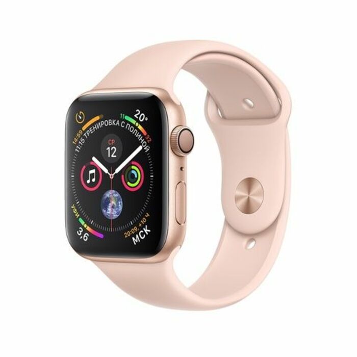 Apple Watch Series 4, Gold Aluminum Case with Pink Sand Sport Band 44mm, GPS