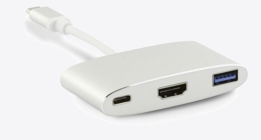LMP USB-C to HDMI [4Kx2K] & USB 3.0 & USB-C charging Multiport Adapter Silver