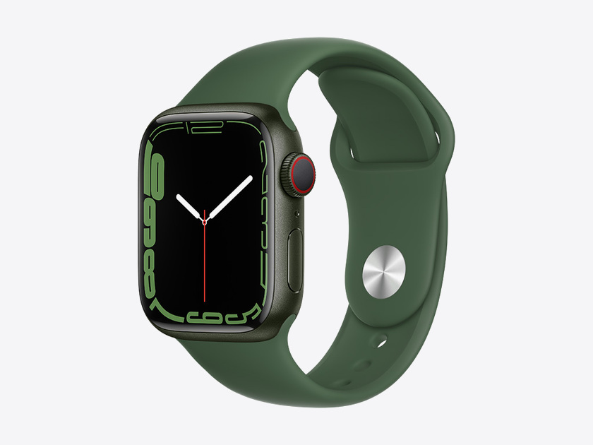 Apple Watch Series 7, Green Aluminum Case with Clover Green Sport Band 41mm, GPS + Cellular