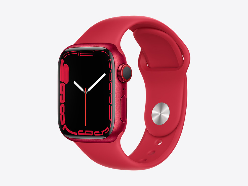 Apple Watch Series 7, RED Aluminum Case with RED Sand Sport Band 41mm, GPS + Cellular