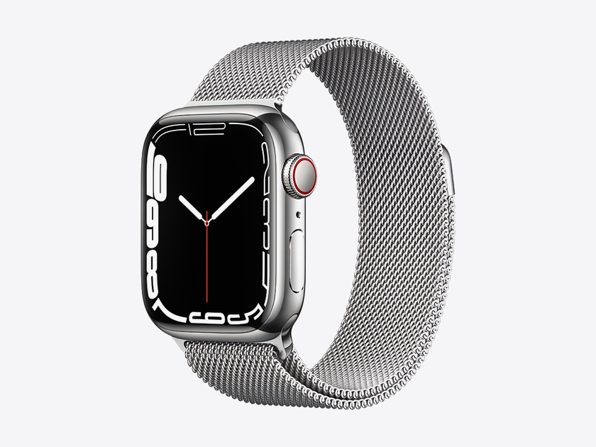 Apple Watch Series 7, Silver Stainless Steel Case with Milanese Loop 41mm, GPS + Cellular