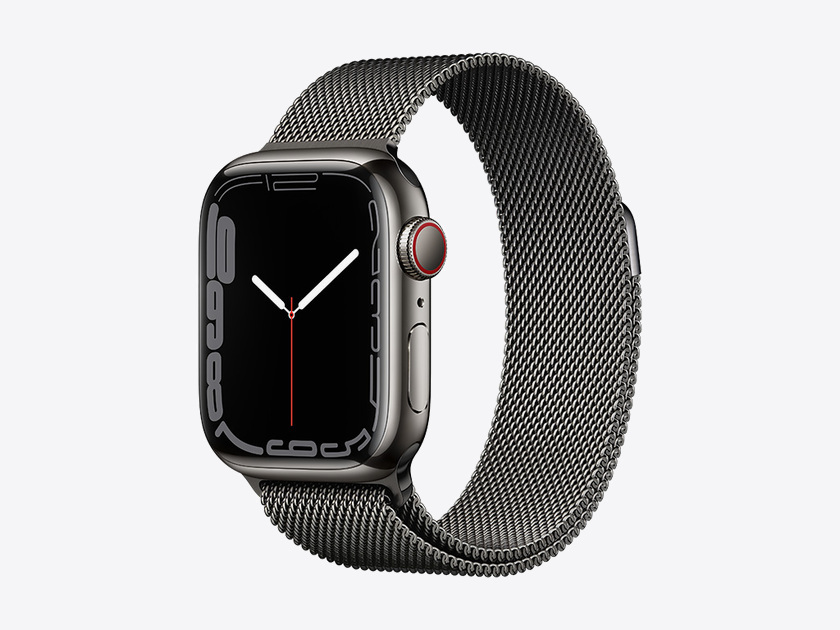 Apple Watch Series 7, Graphite Stainless Steel Case with Milanese Loop 41mm, GPS + Cellular