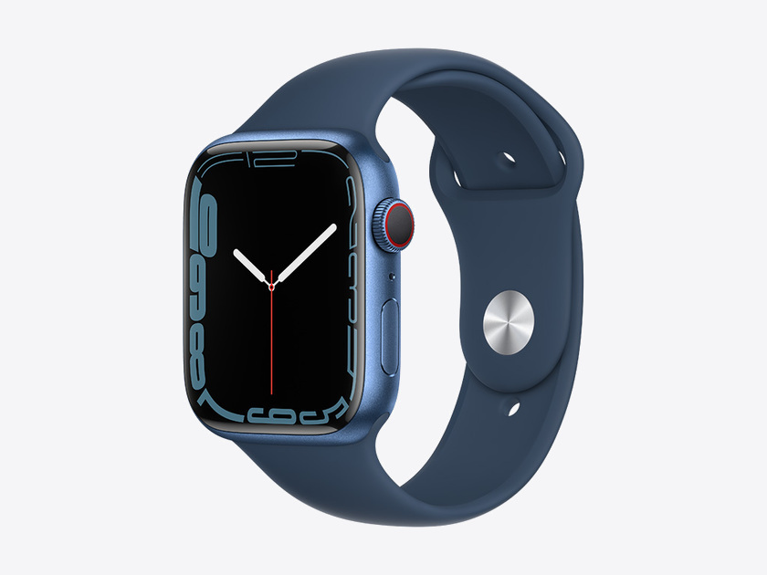 Apple Watch Series 7, Blue Aluminum Case with Abyss Blue Sport Band 45mm, GPS + Cellular