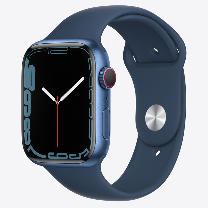 Apple Watch S7 Cellular, 45mm Blue Aluminium Case with Abyss Blue Sport Band - Regular