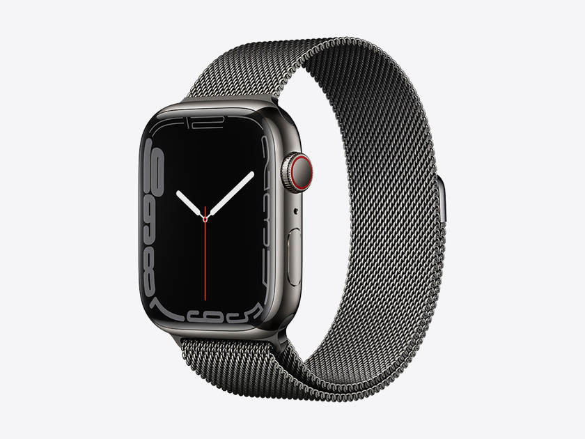 Apple Watch Series 7, Graphite Stainless Steel Case with Milanese Loop 45mm, GPS + Cellular