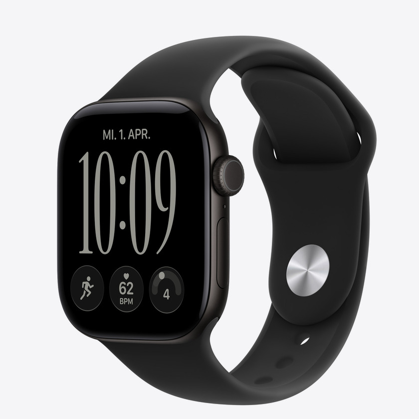 Apple Watch S12 Cellular 42mm Black Aluminium Case with Black Sport Band - M/L