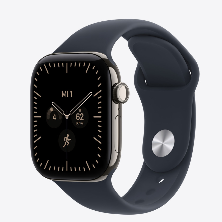 Apple Watch S12 Cellular 42mm Natural Titanium Case with Navy Blue Sport Band - S/M