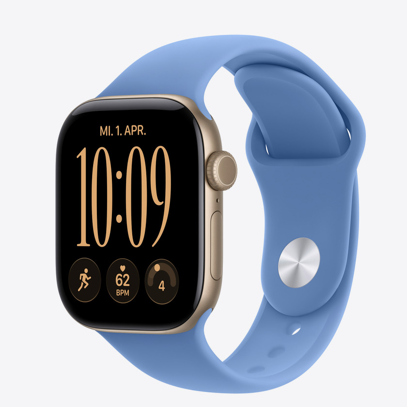 Apple Watch S12 GPS 42mm Light Gold Aluminium Case with Wildflower Blue Sport Band - M/L
