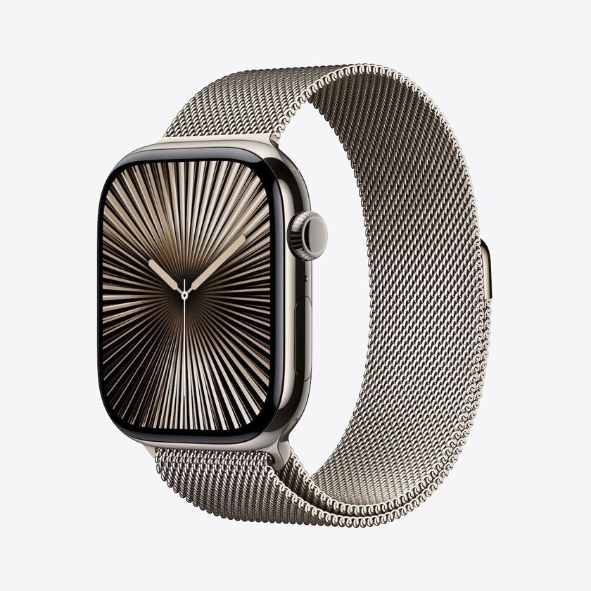 Apple Watch Series 10 GPS + Cellular 42mm Natural Titanium Case with Natural Milanese Loop