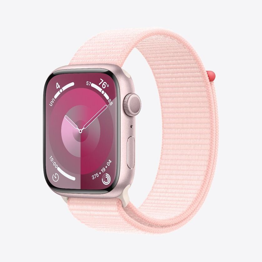 Apple Watch Series 9 GPS 45mm Pink Aluminium Case with Light Pink Sport Loop