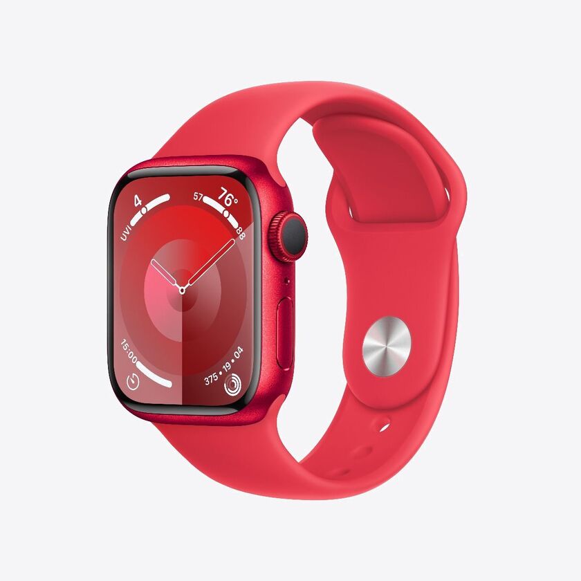Apple Watch Series 9 GPS 41mm RED Aluminium Case with RED Sport Band - M/L