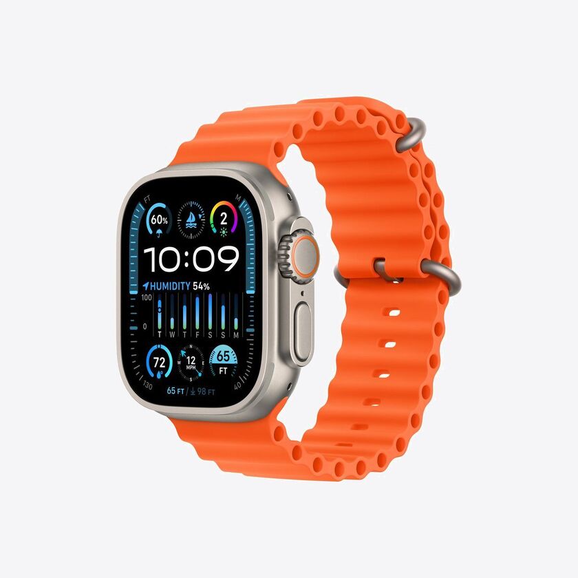 Apple Watch Ultra 2 GPS + Cellular, 49mm Titanium Case with Orange Ocean Band
