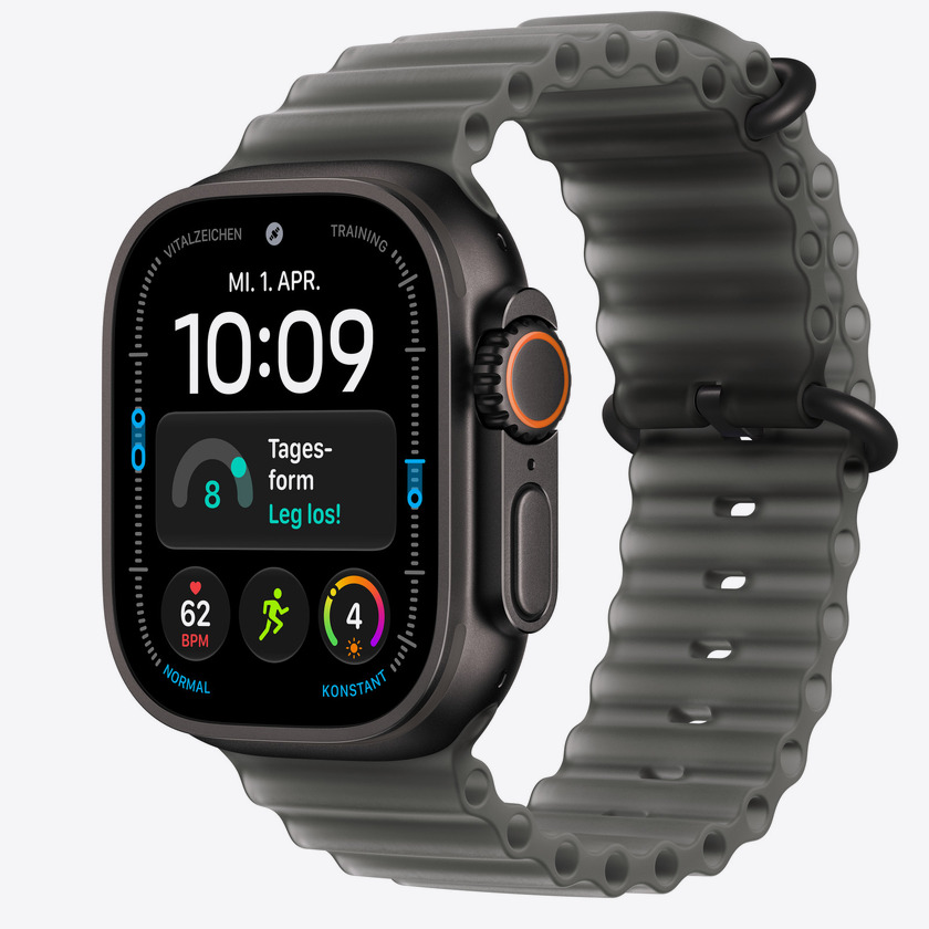 Apple Watch Ultra 4 Cellular 49mm Black Titanium Case with Translucent Black Ocean Band