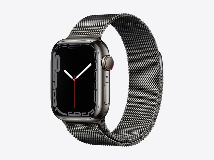 Apple Watch Series 7, Graphite Stainless Steel Case with Milanese Loop 41mm, GPS + Cellular