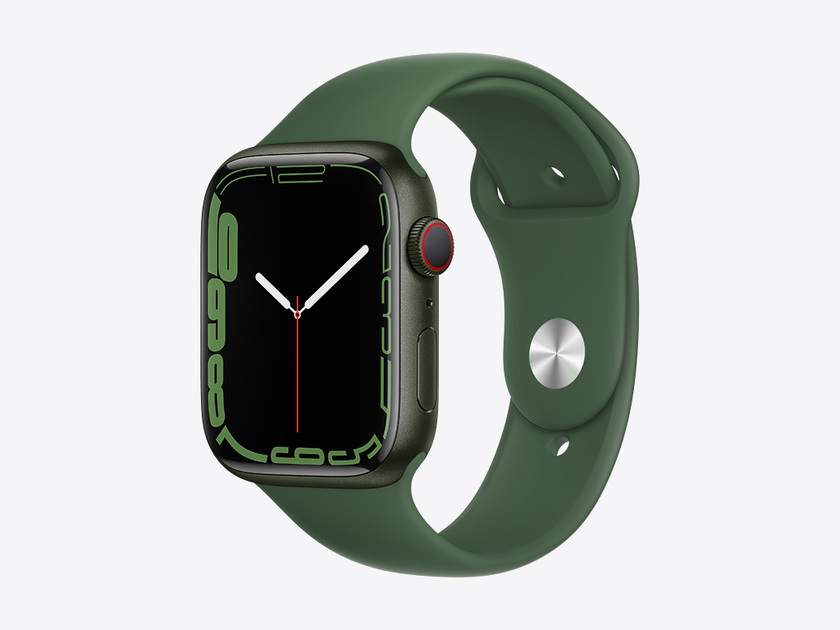 Apple Watch Series 7, Green Aluminum Case with Clover Green Sport Band 45mm, GPS + Cellular