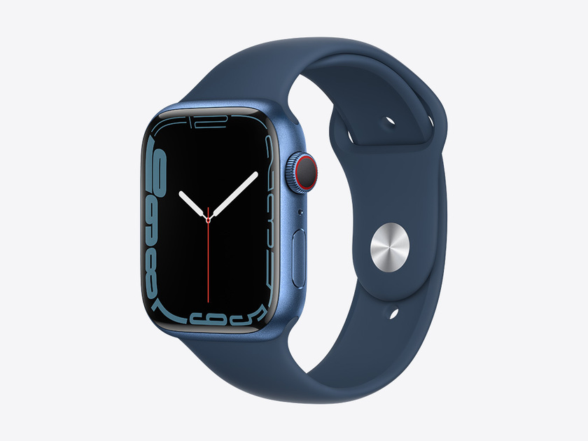Apple Watch Series 7, Blue Aluminum Case with Abyss Blue Sport Band 45mm, GPS + Cellular