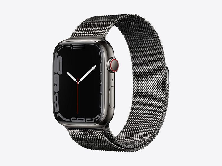 Apple Watch Series 7, Graphite Stainless Steel Case with Milanese Loop 45mm, GPS + Cellular